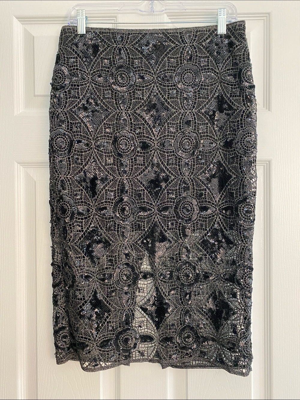Express Black Sequin Lace Pencil Skirt Size 8
